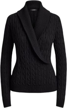 Ralph Lauren Maglia a trecce con collo a scialle - Dames - Blazers - Zwart - M - Katoen - Jassen