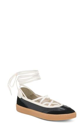 Dolce Vita Nyomie Wraparound Ankle Strap Sneaker in Black Leather at Nordstrom, Size 9.5