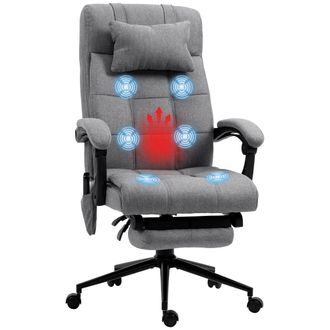 OEM Silla De Masaje Reclinable Con 6 Puntos De Masaje Y 5 Modos Funci&oacute;n De Calefacci&oacute;n Ajustable 66x76x116-124 Cm Gris