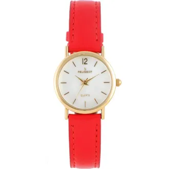 Peugeot Easy Read Round Leather Watch- 24MM in Red at Nordstrom