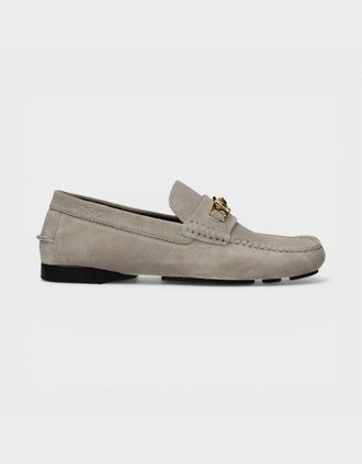 Versace Mens Driver Suede Leather Loafers Grey - Size: 10