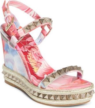 Christian Louboutin Pyraclou Wedge Sandal in Pink Multi at Nordstrom, Size 12Us