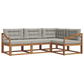 vidaXL Conjunto De Sof&aacute;s De Exterior 4 Pcs Gris Natural Y Claro Vidaxl