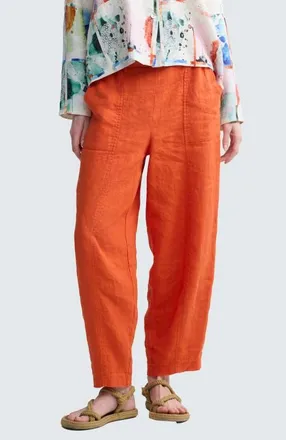 Luukaa D'Celli Zenya Solid Linen Pants in Rust Orange at Nordstrom, Size 10