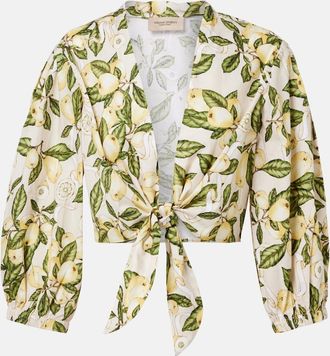 Adriana Degreas Printed cotton-blend crop top