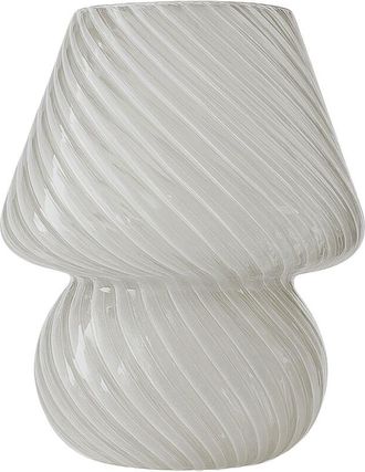 Relaxdays Relaxdays table lamp, mushroom design, glass, E27, battery-powered bedside lamp, HxD: 24 x 16 cm, touch function, white
