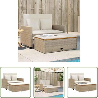 vidaXL Divano da esterno - Divano Giardino con Cuscini 2 Posti Beige Polyrattan e Acacia