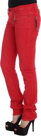 Costume National Womens Red Cotton Blend Super Slim Fit Jeans Clothing