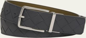 Bottega Veneta Mens Reversible Intrecciato Leather Belt