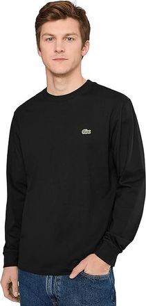 Lacoste Long Sleeved Cotton T-Shirt Mens T Shirt Black : 7 (2XL)