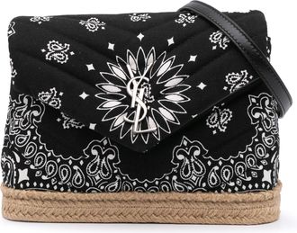 Saint Laurent Pre-owned Womens Bandana Print Quilted Crossbody Bag - Black Textile - One Size