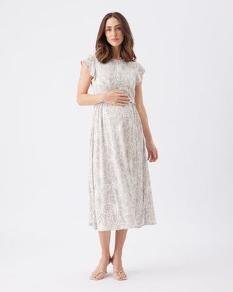 Ripe Alona Nursing Dress in Sand /White at Nordstrom, Size X-Small Au