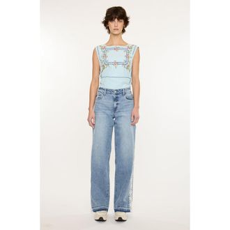 Kancan Carollyn High Rise Wide Leg Jeans in Medium Wash at Nordstrom, Size 30