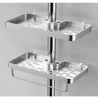 OEM Juego De 2 Estantes Para Ducha Sin Necesidad De Taladrar, Jabonera De Aluminio Con Bandeja Para Gel De Ducha, Compatible Con Tubos De 22-25 Mm