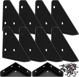 OEM 10 Conectores De Esquina Universales, Soportes De Esquina, Soportes Triangulares De Metal Negro, Conectores Para Muebles De Madera, Para Conectar Mueb