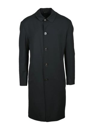 Emporio Armani Wool/Elastane Overcoat - Black