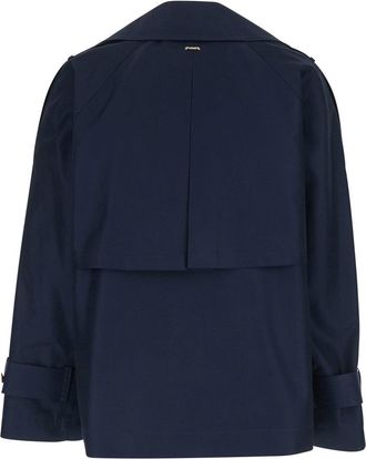 Twinset Womens Trench Coat Blue Tech Fabric Cotton