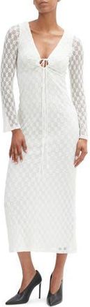 Bardot Talika Floral Mesh Long Sleeve Dress in Orchid White at Nordstrom Rack, Size 12