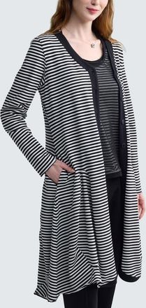 Luukaa D'Celli Elonie Striped Balloon Jacket in Black Strip at Nordstrom, Size 10
