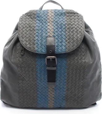 Bottega Veneta Blue Gray Intrecciato Backpack (Pre-Owned)