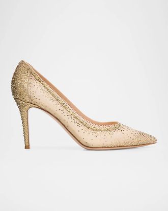 Gianvito Rossi 85mm Rania Embellished Mesh Pumps