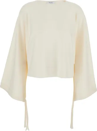 Max Mara White Solid Round Neck Sweater