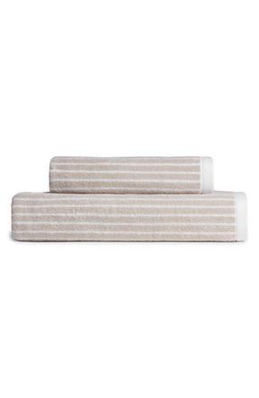 Parachute Pinstripe Organic Cotton Bath Towel in Bone And White at Nordstrom