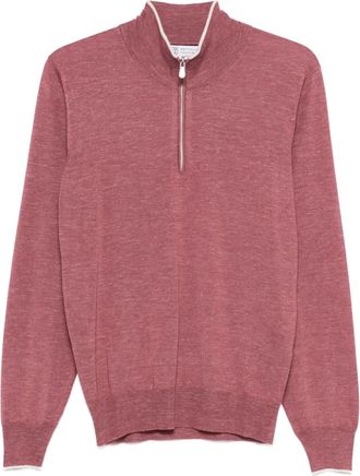 Brunello Cucinelli zip mock-neck sweater - Pink