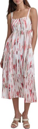 DKNY Abstract Print Midi Dress in Broken Brush Stroke at Nordstrom, Size X-Large