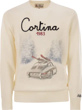 MC2 Saint Barth Heron Crew Neck Sweater With Embroidery On The Front