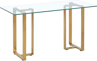 Pascal Morabito Escritorio de vidrio templado y acero inoxidable - Transparente y dorado - NILESA de Pascal Morabito