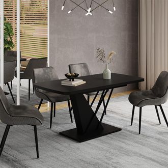 Vicco Mesa De Comedor Fenaro, Negro, 120 X 80 Cm Extensible, Vicco