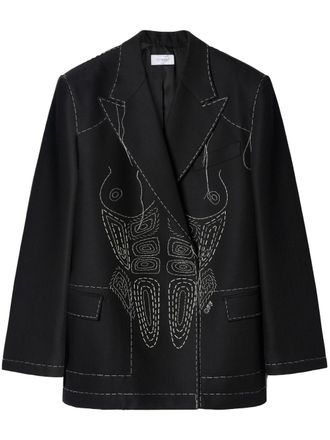 Off-white Runway Body Stitch double-breasted blazer - women - Polyester/Cupro/Viscose/Virgin Wool/Elastane - 40 - Black