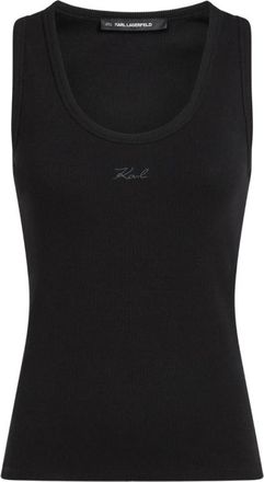 Karl Lagerfeld Logo Geborduurd Tanktop - Dames - Tops zonder mouwen - Zwart - M - Tops
