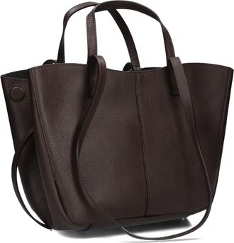 Notre-V Tassen, Dames, Bruin, ONE Size, Wol, Bruine Leren Schoudertas Martha