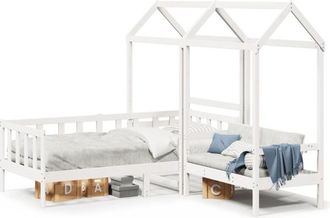 vidaXL Vidaxl - Set De Sof&aacute; Cama Con Banco Y Techo Madera Pino Blanco 80x200 Cm