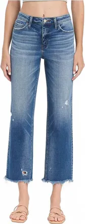 Flying Monkey High Rise Frayed Hem Straight Jeans In Admire