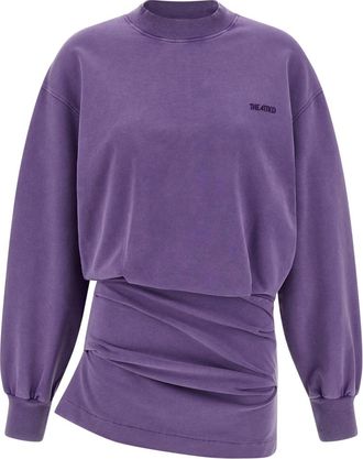 The Attico Purple Crew Neck Logo Mini Dress