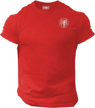 Generic King Dragon T Shirt Pocket Gym Clothing Bodybuilding Training Workout Exercise Fitness Boxing MMA Top (UK, Alpha, L, Regular, Regular, RED)