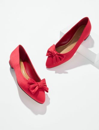 Talbots Edison Satin Bow Flats - Red - 10 1/2 M Talbots
