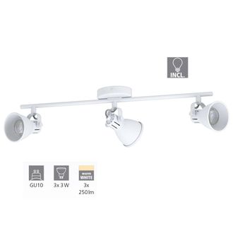 Eglo Eglo - Faretto Da Soffitto Led 3 Luci Gu10 Bianco Lampada Plafoniera Interno Seras