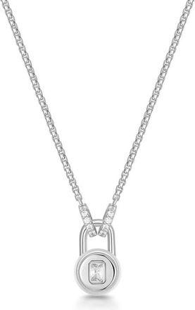 Ania Haie Cubic Zirconia Lock Pendant Necklace in Silver at Nordstrom
