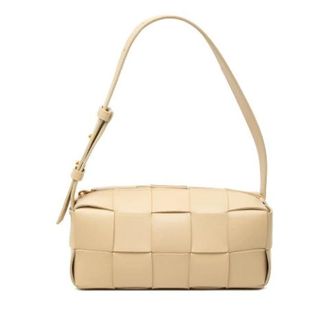 Bottega Veneta Pre-owned Woven Nappa Shoulder Bag - Dames - Pre-owned - Beige - Maat: ONE Size Leer