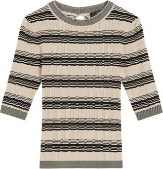 Max Mara Aansluitende viscose cr&ecirc;pe T-shirt - Dames - Ronde hals truien - Veelkleurig - XS - Truien & Vesten