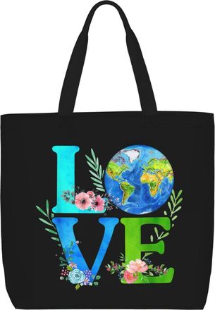 Generic Women Handbag Love World Earth Day Ladies Shopping Shoulder Bag Lightweight Waterproof Shopping Bags, For Wedding, Birthday, Gym, Graduation, Swim