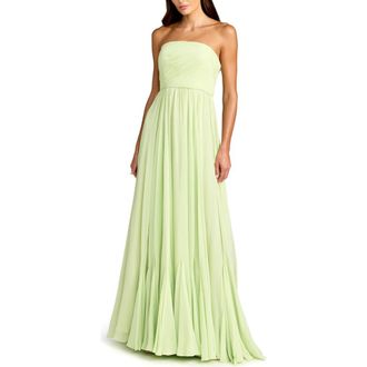 Mac Duggal Strapless Chiffon Gown With Braided Belt in Mint at Nordstrom, Size 10
