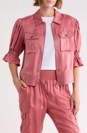 Cinq &agrave; Sept Holly Ruffle Sleeve Jacket in Redwood Mist at Nordstrom Rack, Size X-Small