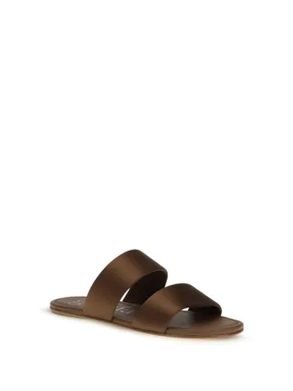 Pedro Garcia Womens Double-Band Satin Sandals Nutmeg