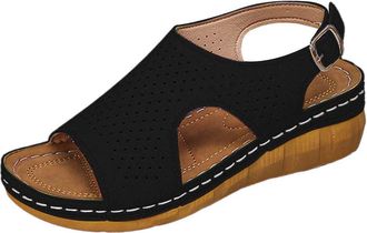 Generic Womens Orthopedic Sandals UK, Wedge Sandals for Women Orthotic Peep Toe Crochet Sandal Summer Anti-Slip Platform Outdoors Beach Wedges Shoes Open Toe 