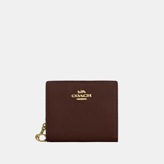 Coach Womens Snap Wallet With Charm - Brown Leather - One Size